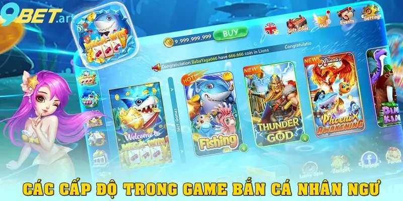 Các cấp độ trong game bắn cá nhân ngư